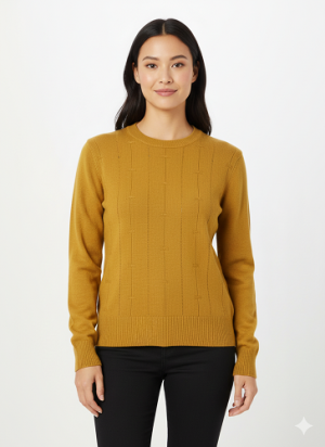 FM4U Mustard solid  Women Woolen Top