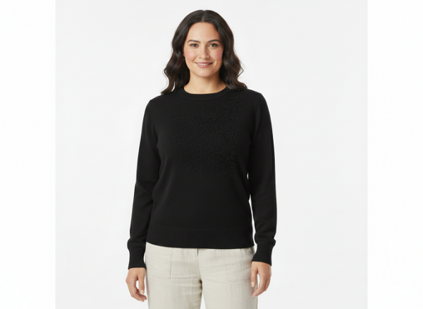 FM4U Deep Black Women Woolen Top