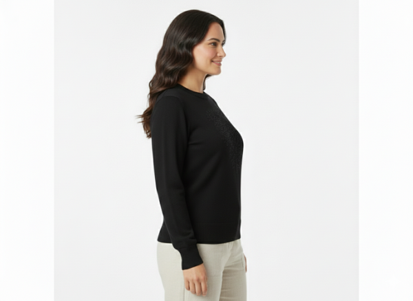 FM4U Deep Black Women Woolen Top