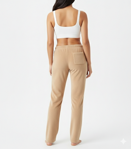 FM4U Women's straight velvet pants Beige Color