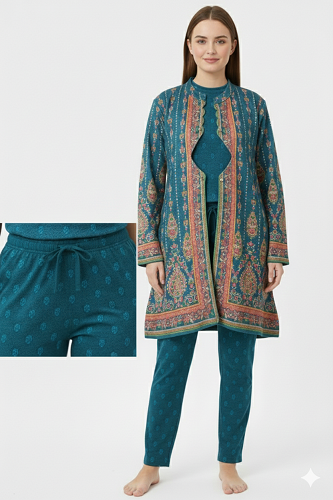 FM4U Women's Woolen Karachi Three piece Coat Set