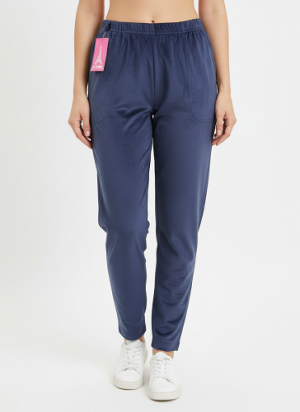 FM4U Women's straight velvet pants Deep Blue Color